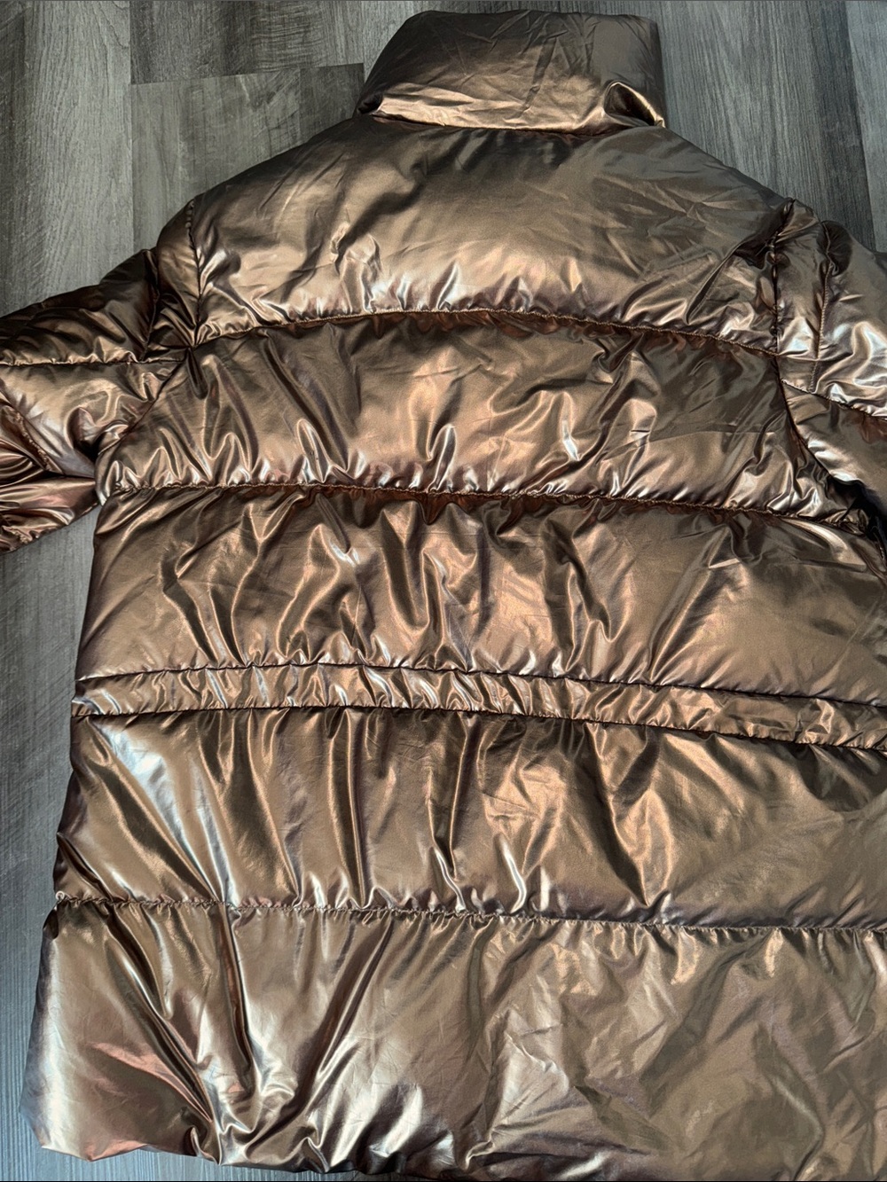 Athleta Lofty Metallic Down Puffer Jacket small women’s coat winter gold bronze - Picture 8 of 8